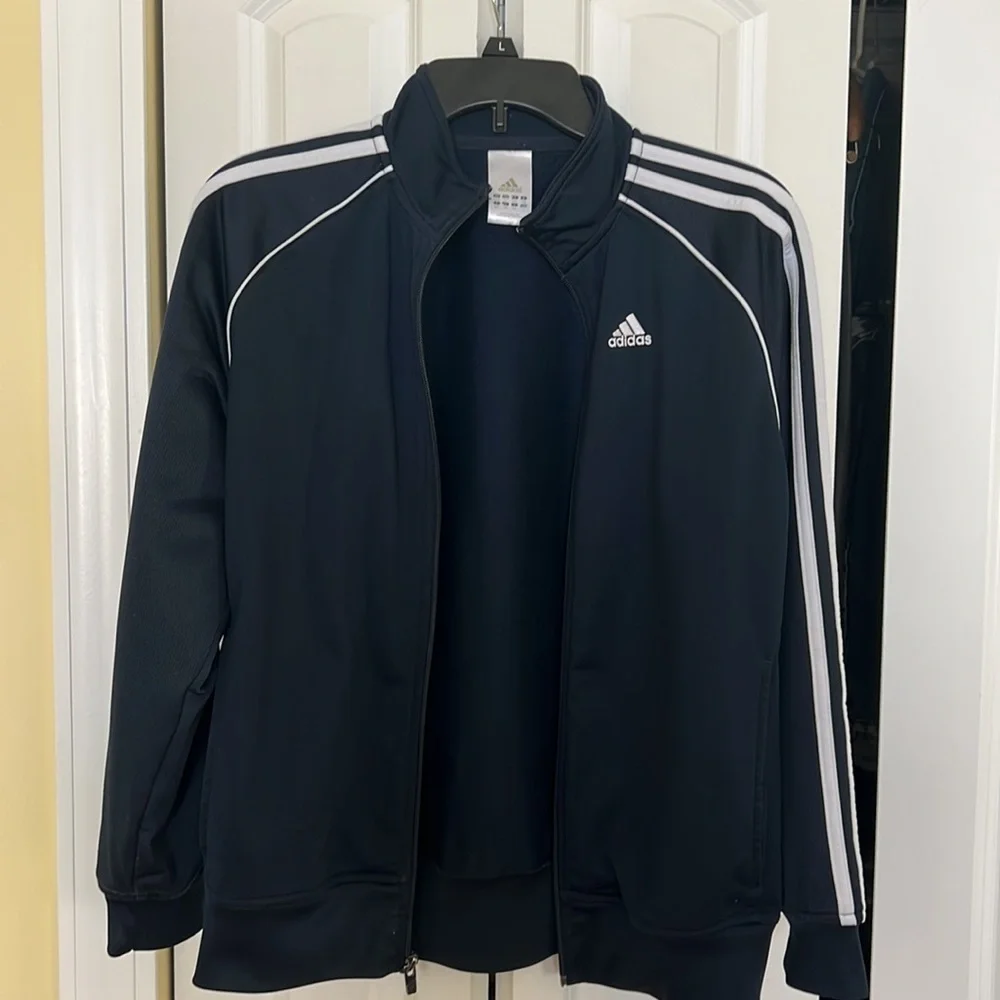 Adidas Black 3-Stripe Full Zip Track Jacket Unisex М - Picture 10 of 10